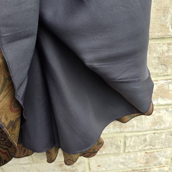 Lauren Ralph Lauren Paisley Silk Flared A-line Skirt Damson Plum Paisley Size 12 - Picture 7 of 10